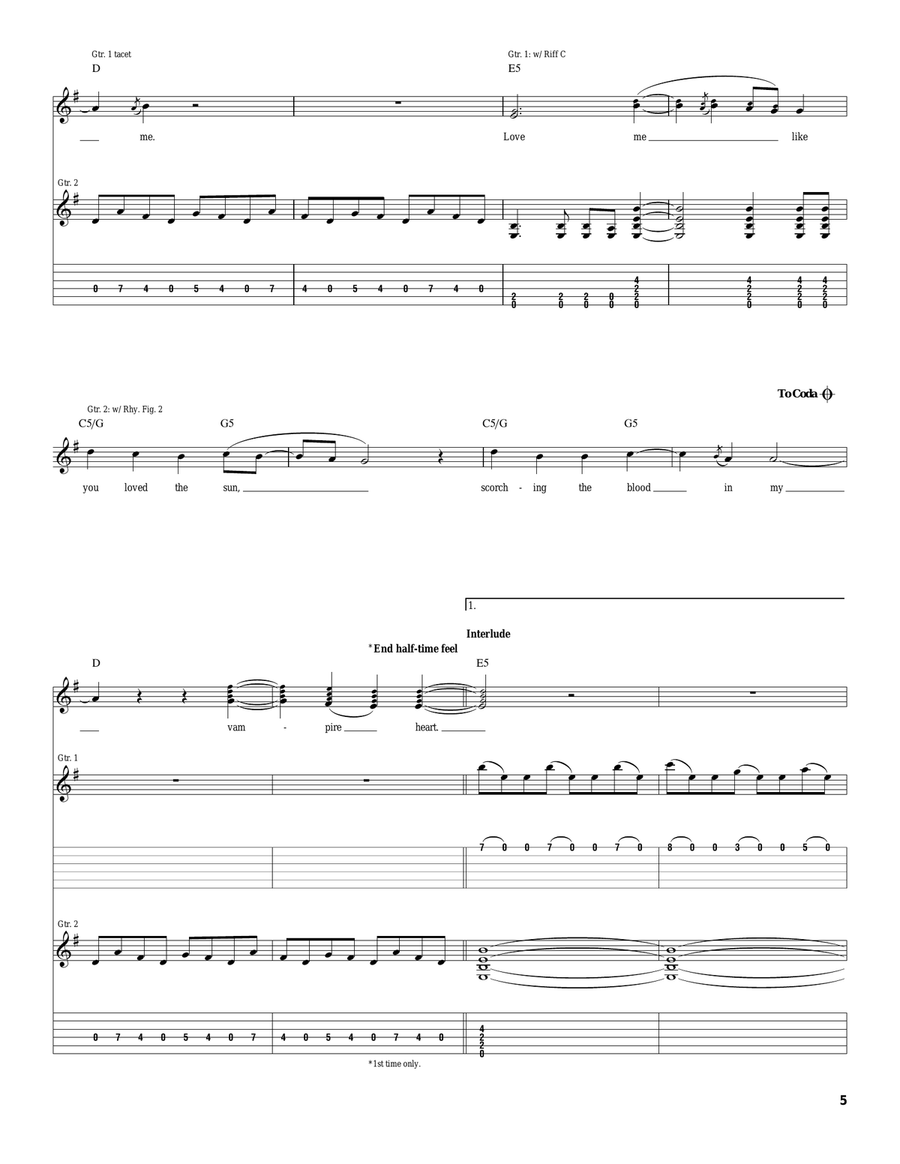 Vampire Heart Vampire Heart Electric Guitar scores gallery preview page 5