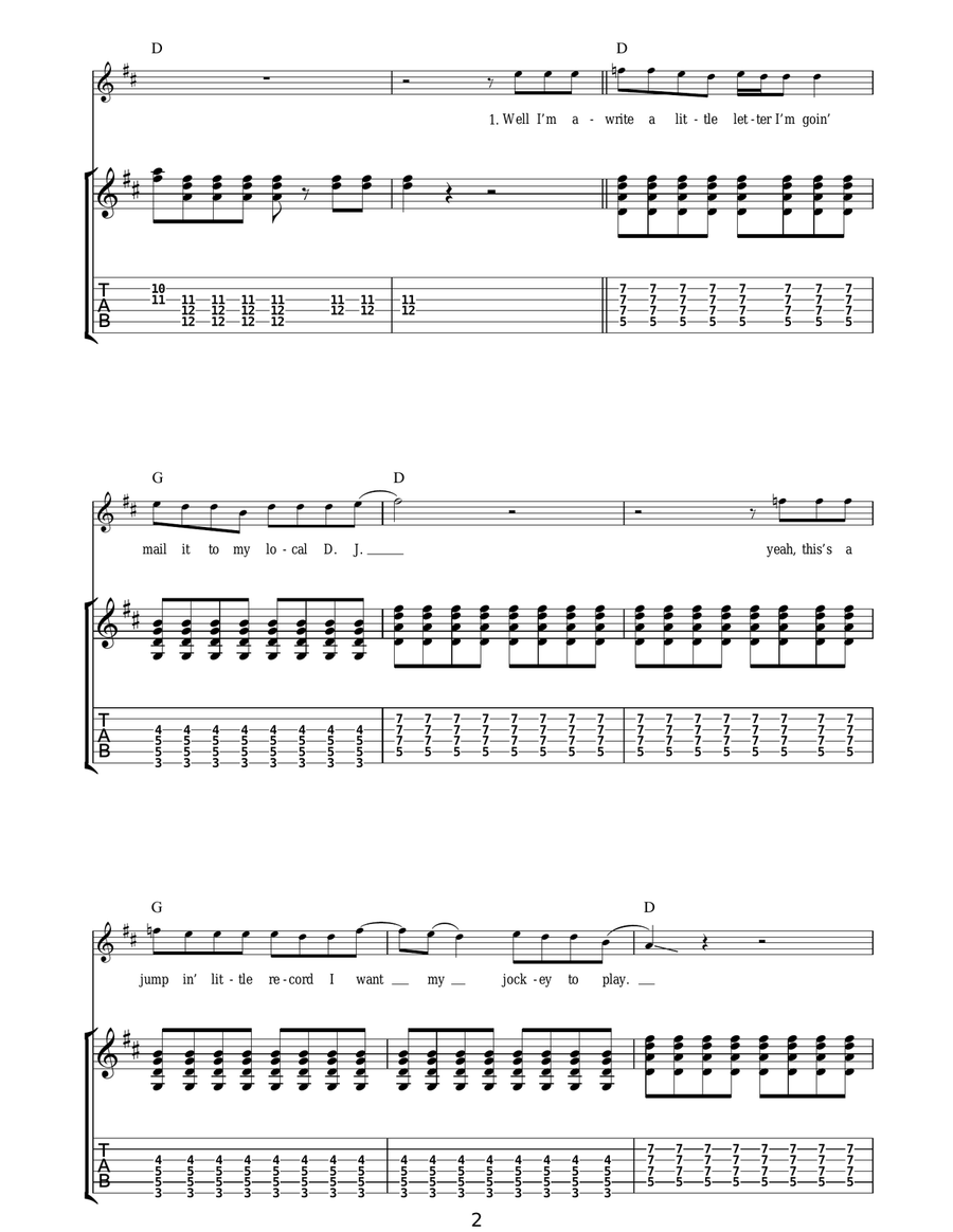 Roll Over Beethoven Roll Over Beethoven Acoustic Guitar scores gallery preview page 2
