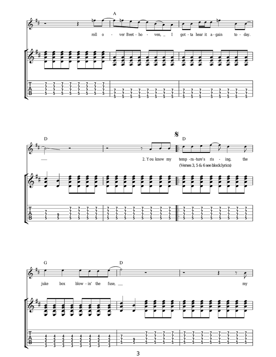 Roll Over Beethoven Roll Over Beethoven Acoustic Guitar scores gallery preview page 3