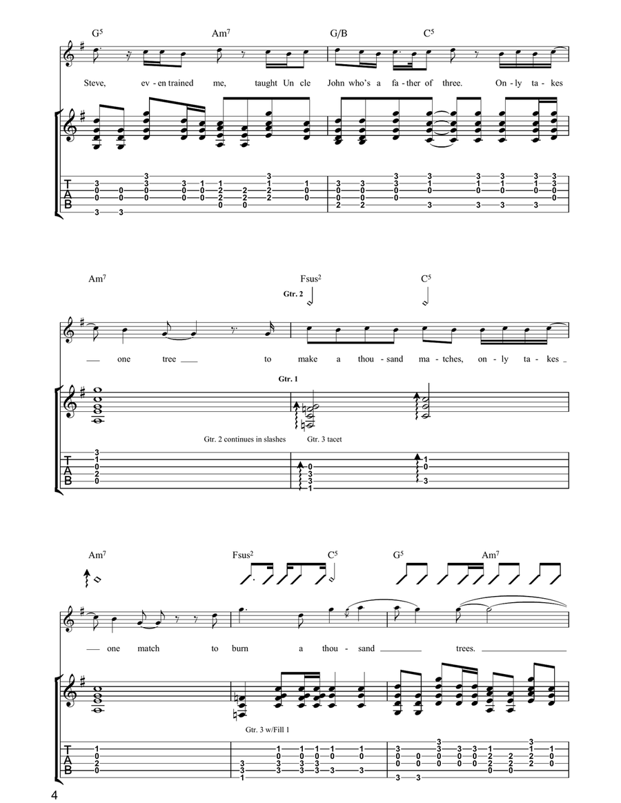 A Thousand Trees A Thousand Trees Guitar Tablature scores gallery preview page 4