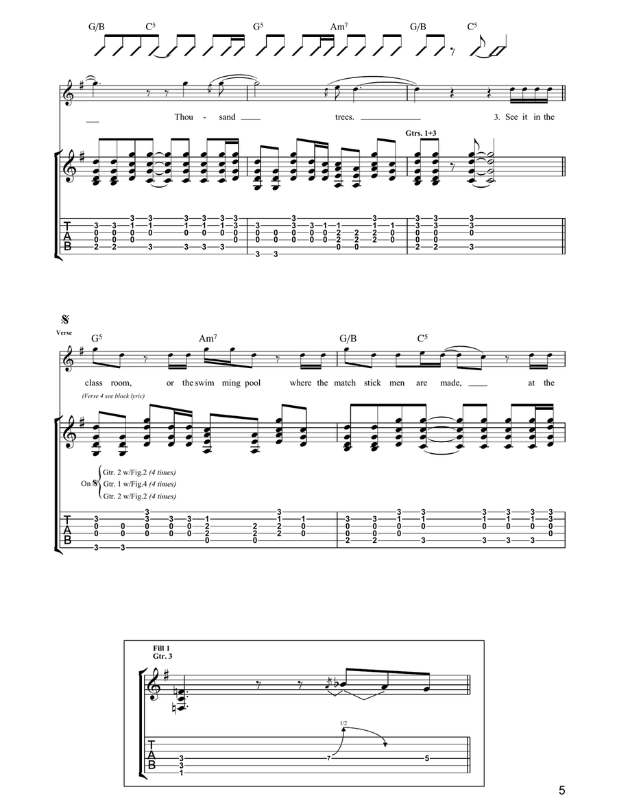 A Thousand Trees A Thousand Trees Guitar Tablature scores gallery preview page 5