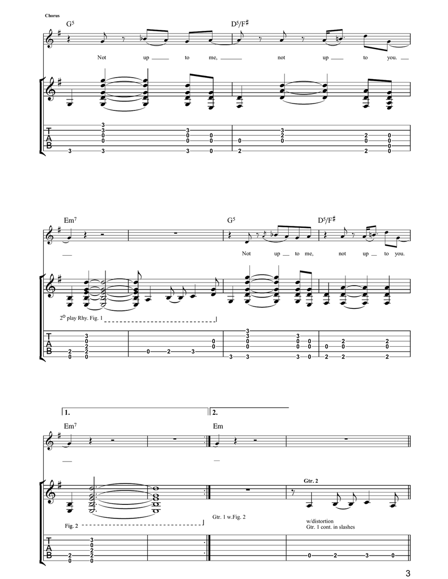 Not Up To You Guitar Tablature scores gallery preview page 3