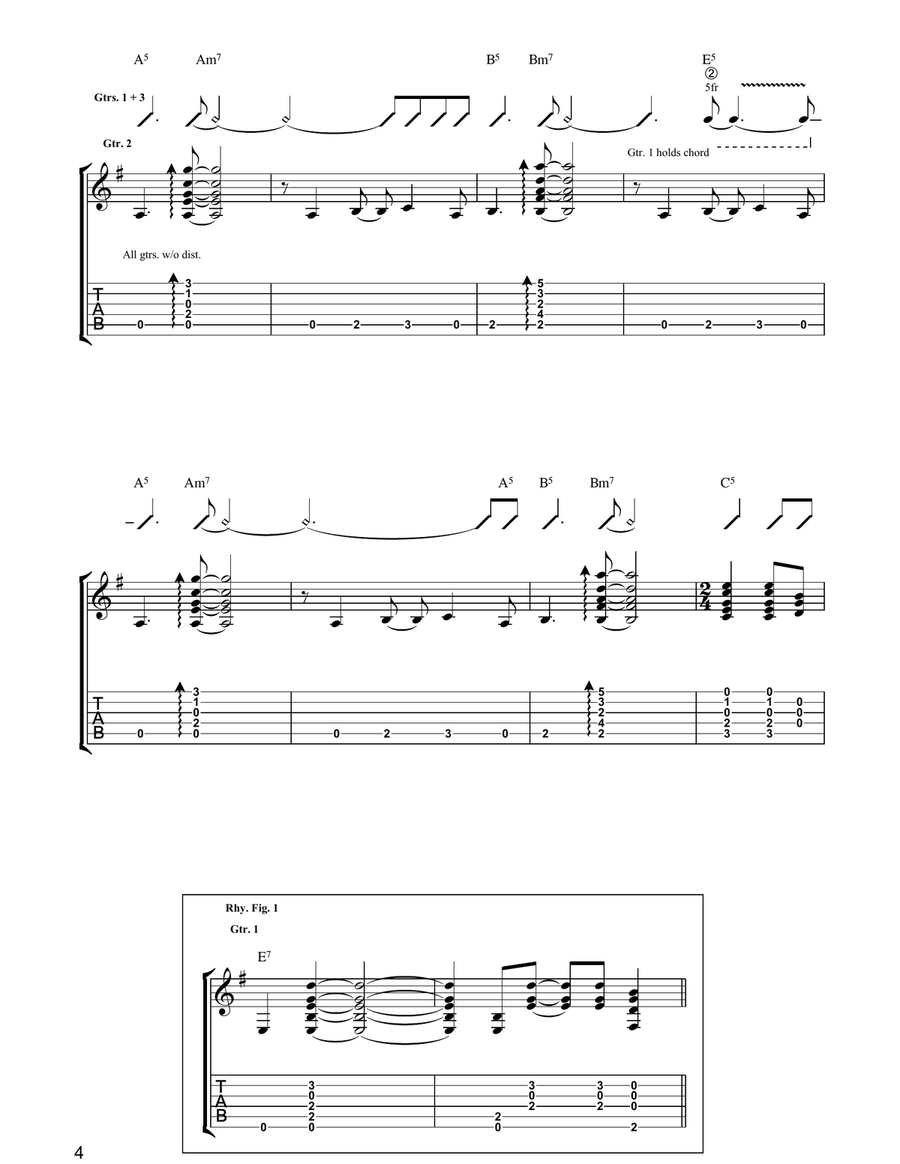 Not Up To You Guitar Tablature scores gallery preview page 4