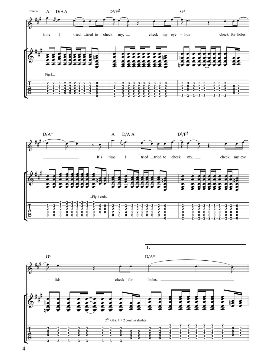 Check My Eyelids For Holes Guitar Tablature scores gallery preview page 4