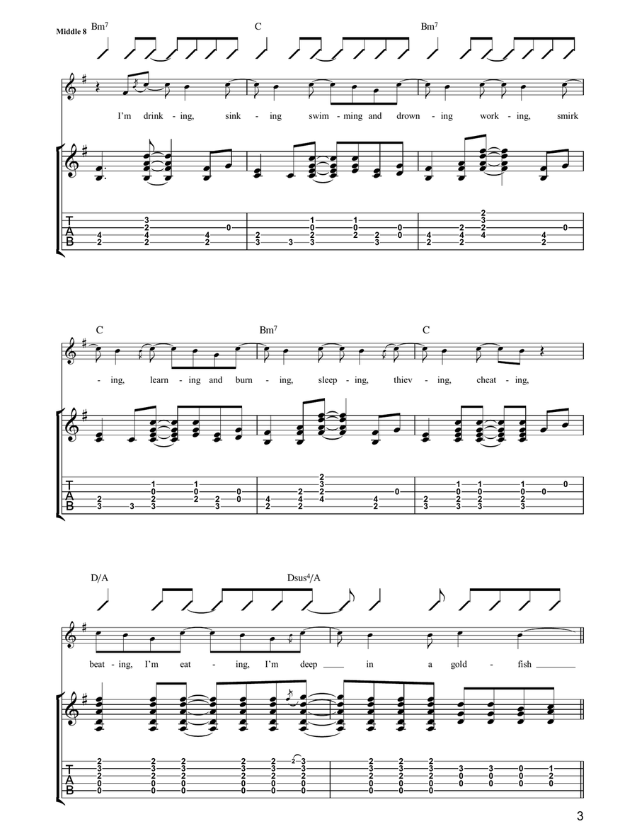 Goldfish Bowl Goldfish Bowl Guitar Tablature scores gallery preview page 3
