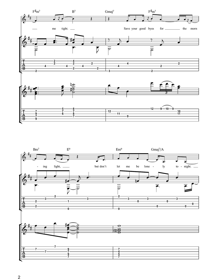 Don't Let Me Be Lonely Tonight Guitar Tablature scores gallery preview page 2