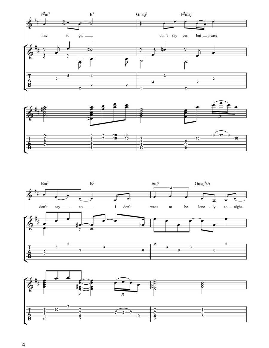 Don't Let Me Be Lonely Tonight Guitar Tablature scores gallery preview page 4