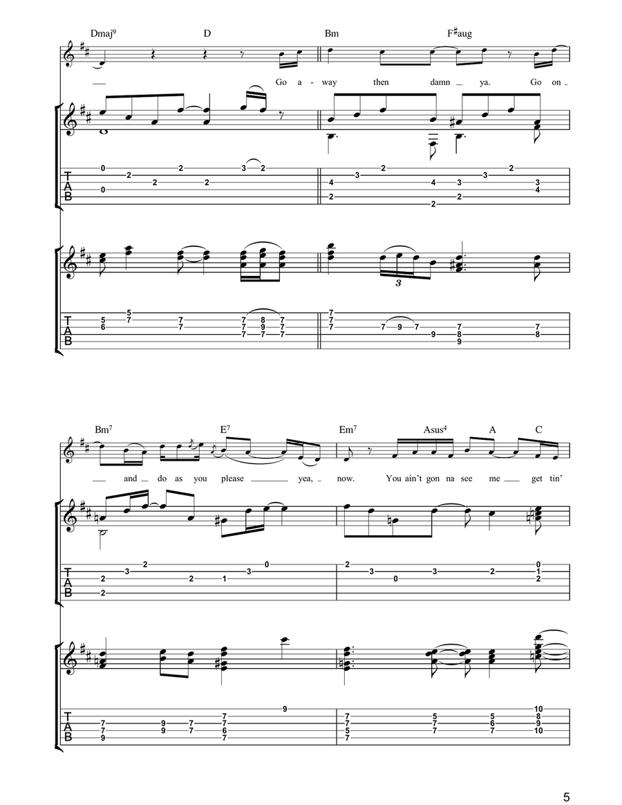Don't Let Me Be Lonely Tonight Guitar Tablature scores gallery preview page 5