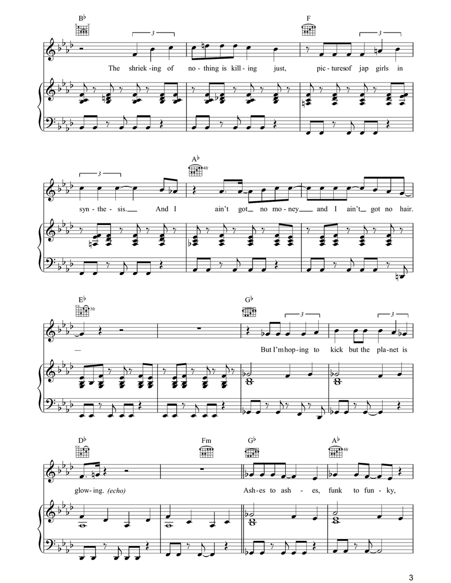 Ashes To Ashes Ashes To Ashes Piano, Vocal, Guitar scores gallery preview page 3