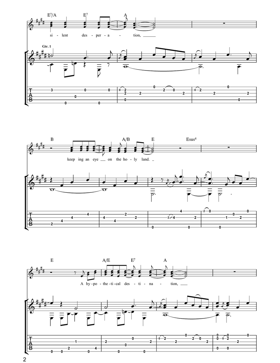 Walking Man Guitar Tablature scores gallery preview page 2