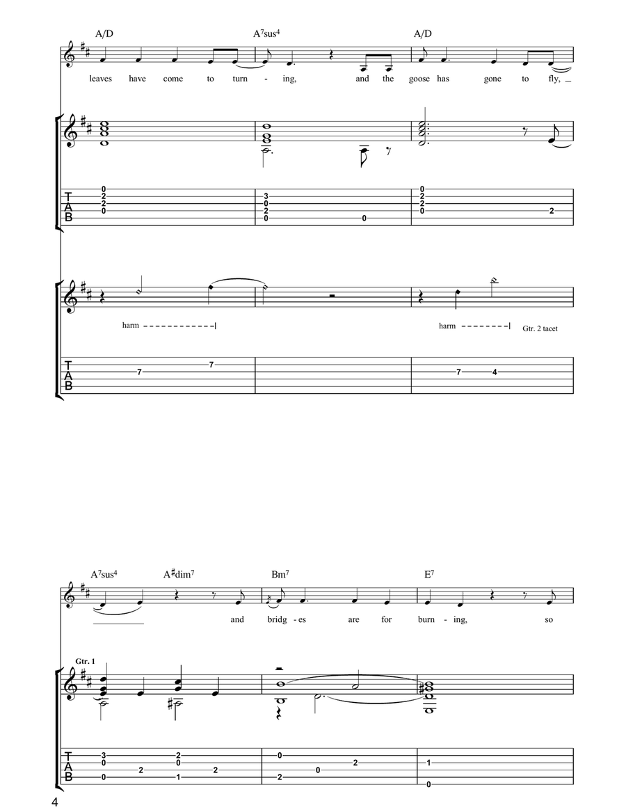 Walking Man Guitar Tablature scores gallery preview page 4