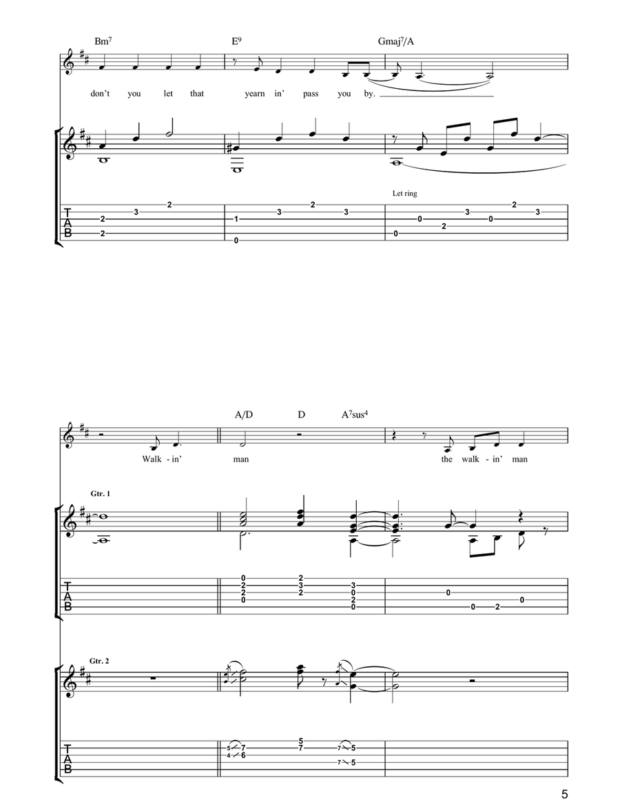 Walking Man Guitar Tablature scores gallery preview page 5