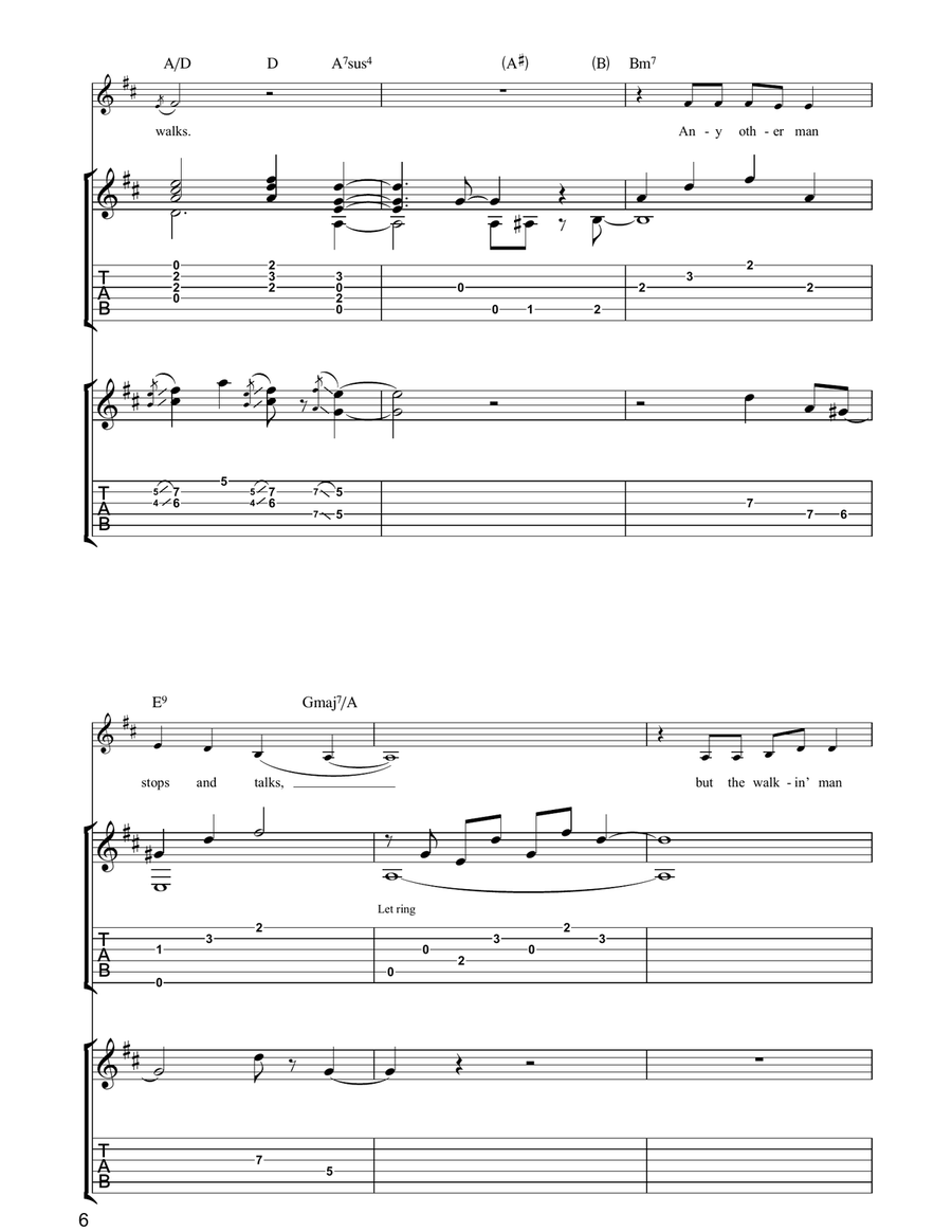 Walking Man Guitar Tablature scores gallery preview page 6