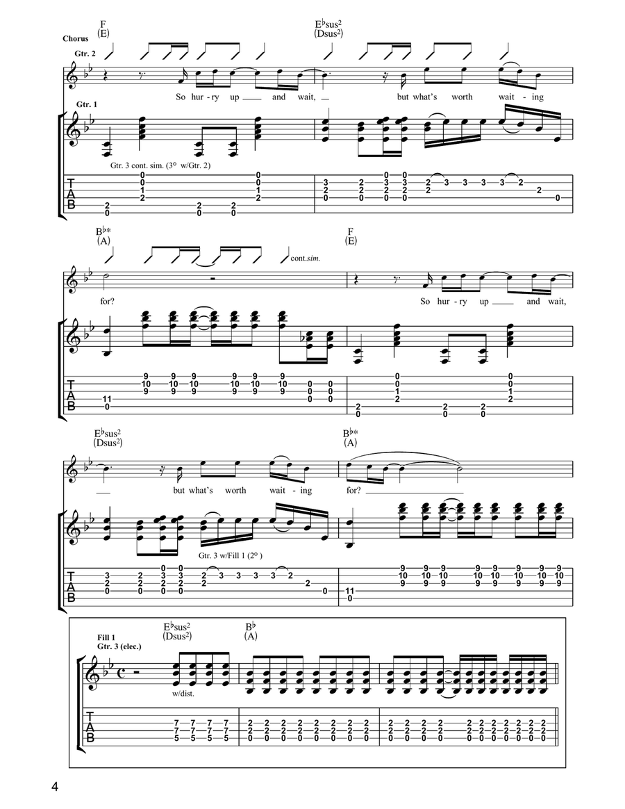 Hurry Up And Wait Guitar Tablature scores gallery preview page 4