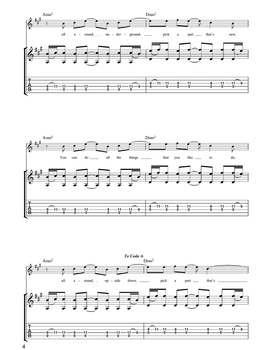 Pick A Part That's New Pick A Part That's New Guitar Tablature scores gallery preview page 4