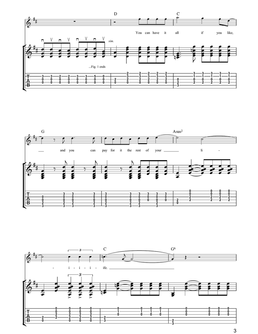 I Wouldn't Believe Your Radio Guitar Tablature scores gallery preview page 3