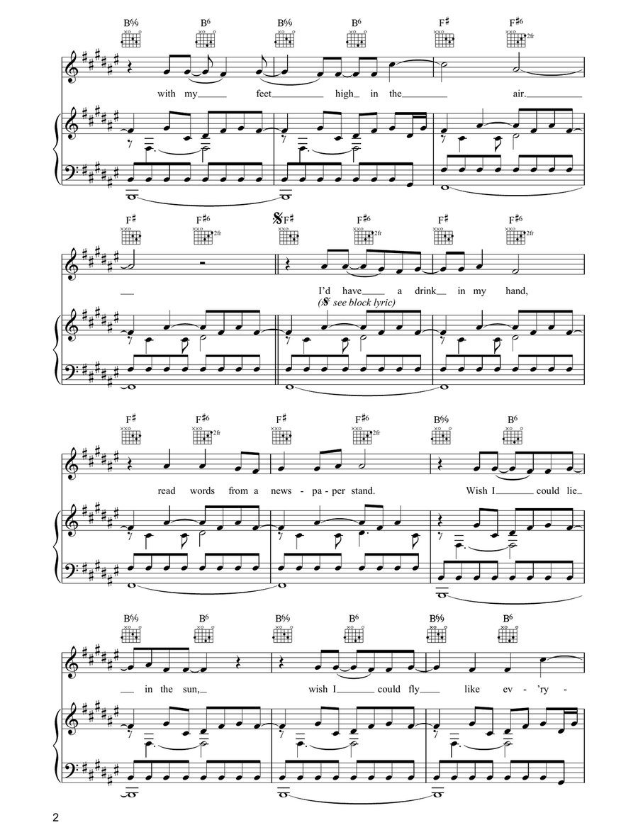 Lying In The Sun Lying In The Sun Piano, Vocal, Guitar scores gallery preview page 2