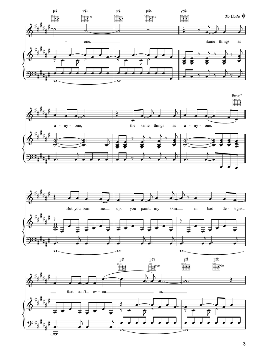 Lying In The Sun Lying In The Sun Piano, Vocal, Guitar scores gallery preview page 3