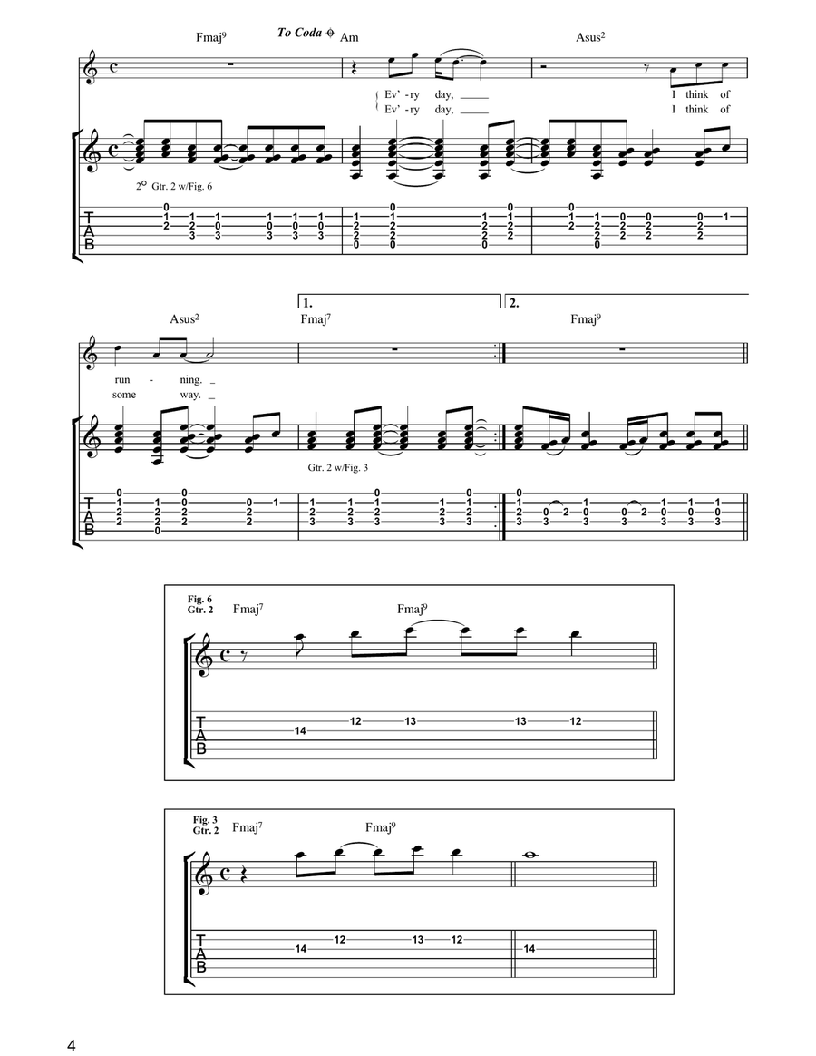 Everyday I Think Of Money Guitar Tablature scores gallery preview page 4