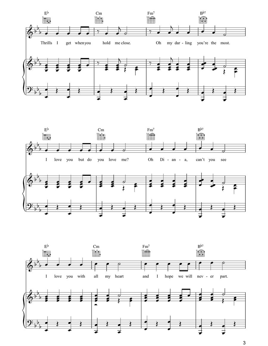 Diana Diana Piano, Vocal, Guitar scores gallery preview page 3
