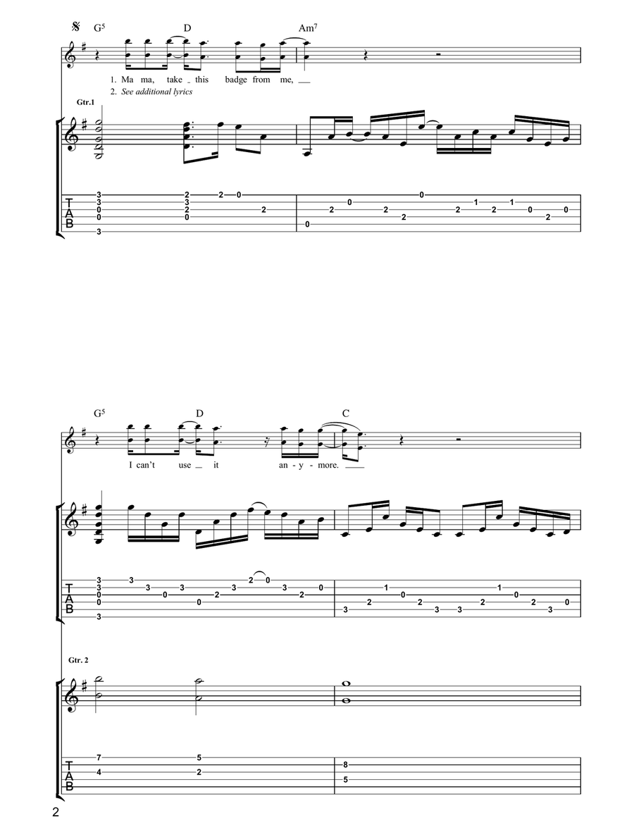 Knockin' On Heaven's Door Acoustic Guitar scores gallery preview page 2