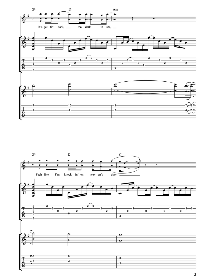 Knockin' On Heaven's Door Acoustic Guitar scores gallery preview page 3