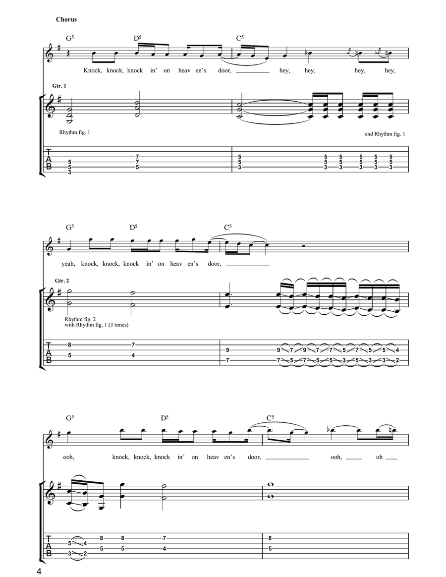 Knockin' On Heaven's Door Acoustic Guitar scores gallery preview page 4