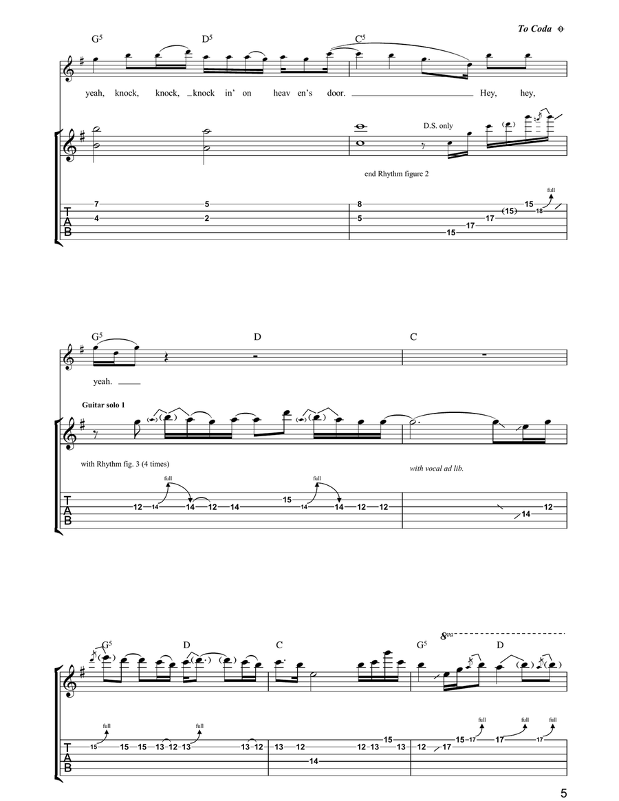 Knockin' On Heaven's Door Acoustic Guitar scores gallery preview page 5