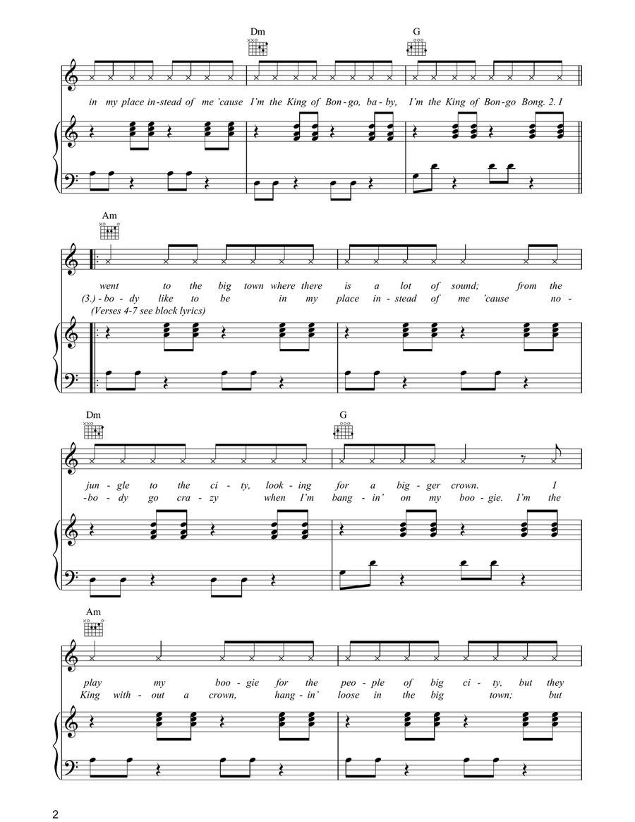 King Of The Bongo King Of The Bongo Piano, Vocal, Guitar scores gallery preview page 2