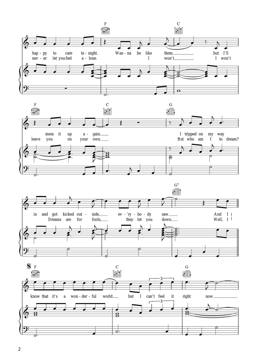 Wonderful World Piano, Vocal, Guitar scores gallery preview page 2