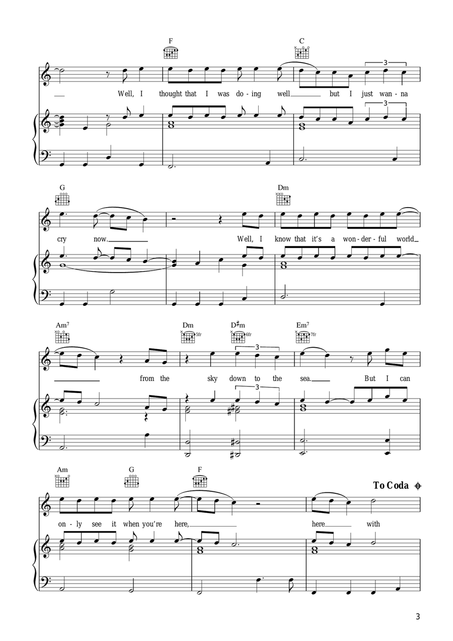 Wonderful World Piano, Vocal, Guitar scores gallery preview page 3