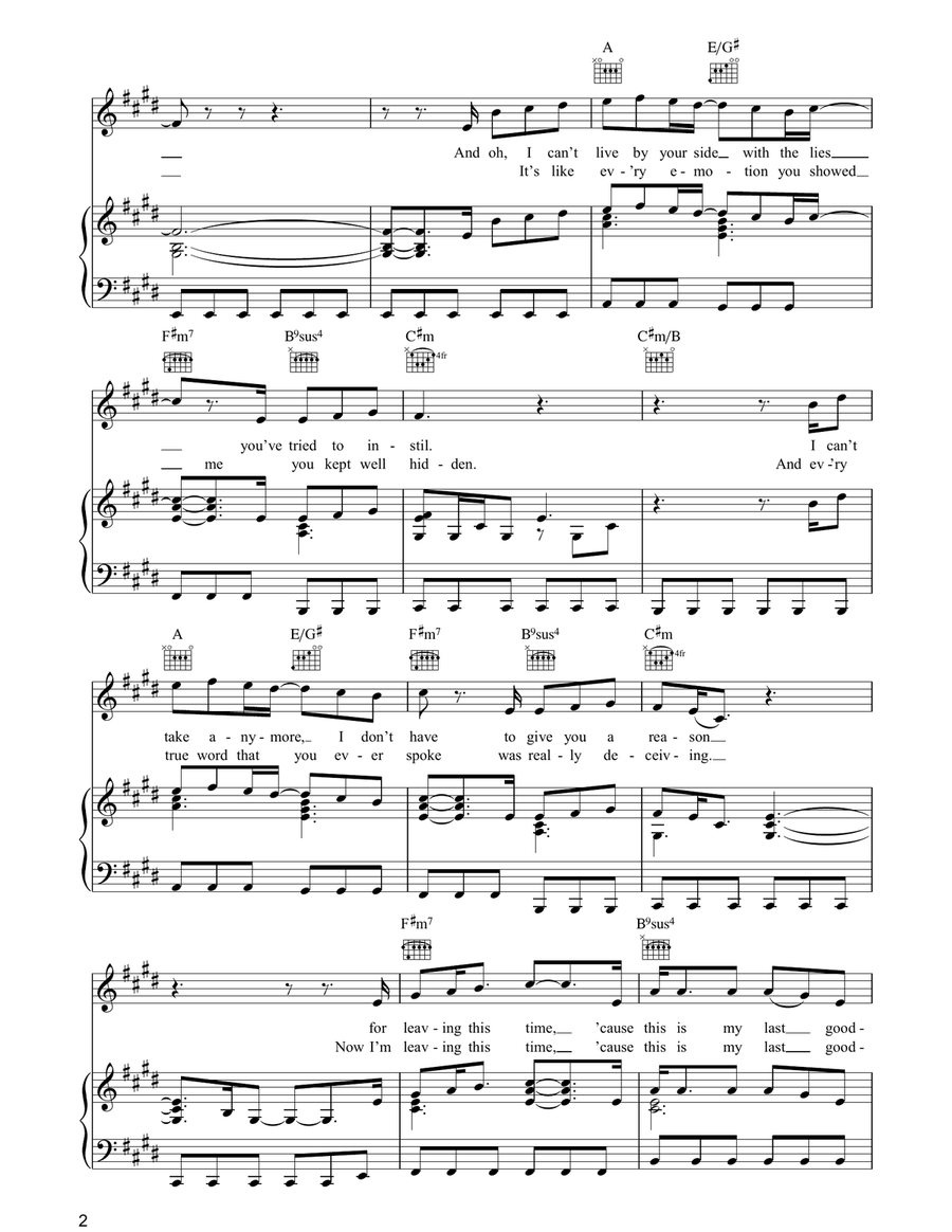 The Last Goodbye The Last Goodbye Piano, Vocal, Guitar scores gallery preview page 2
