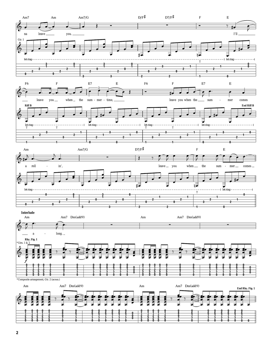 Babe, I'm Gonna Leave You Acoustic Guitar scores gallery preview page 2