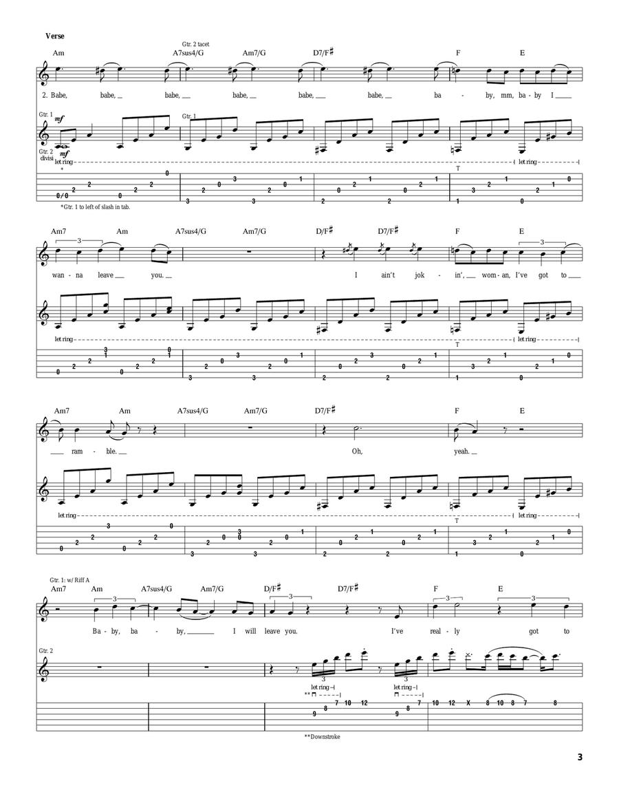 Babe, I'm Gonna Leave You Acoustic Guitar scores gallery preview page 3