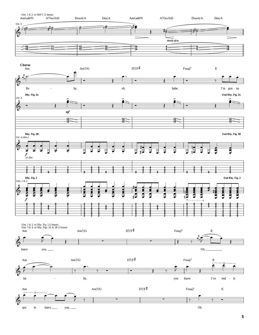 Babe, I'm Gonna Leave You Acoustic Guitar scores gallery preview page 5