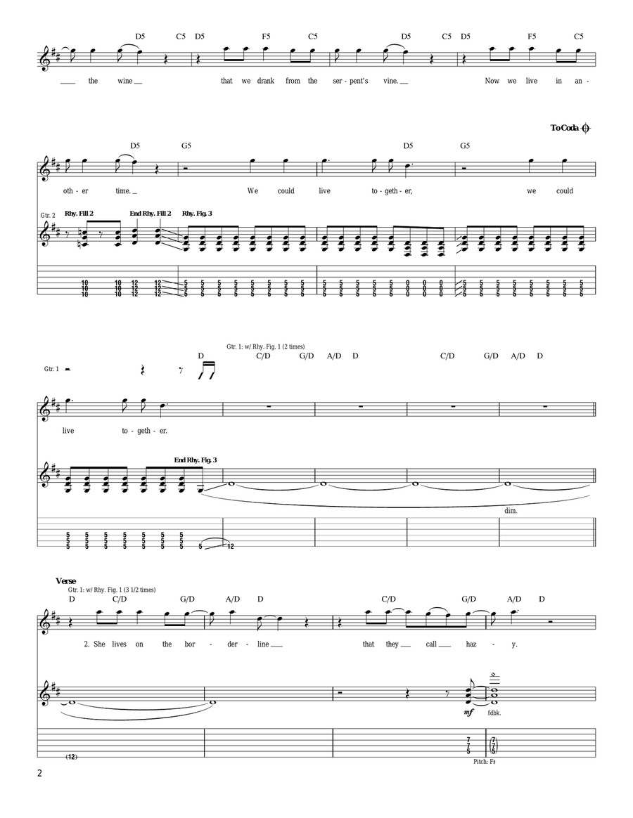 White Unicorn White Unicorn Acoustic Guitar scores gallery preview page 2