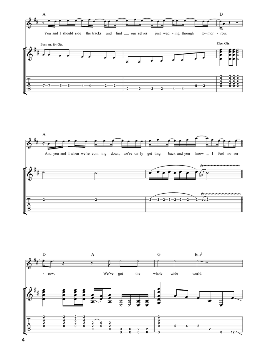 The Day We Caught The Train Guitar Tablature scores gallery preview page 4