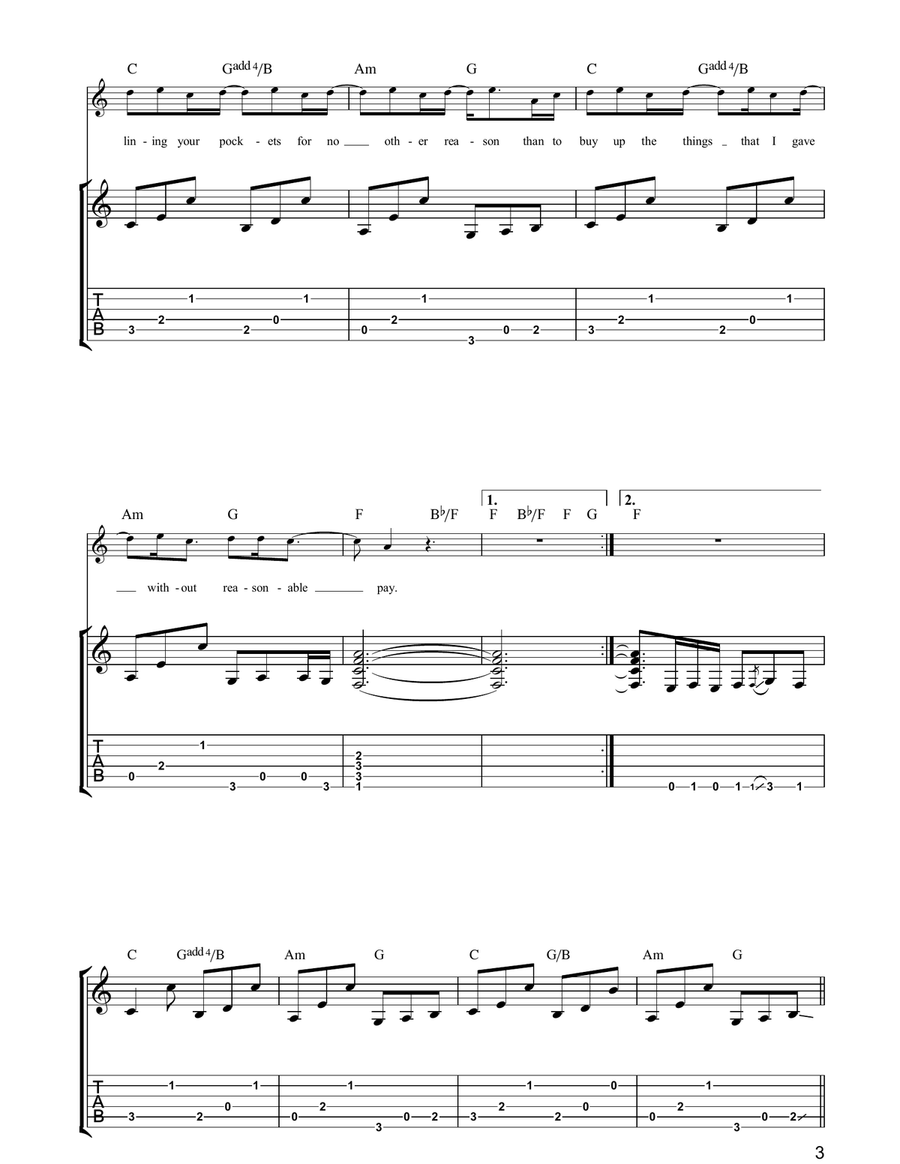 Lining Your Pockets Lining Your Pockets Guitar Tablature scores gallery preview page 3