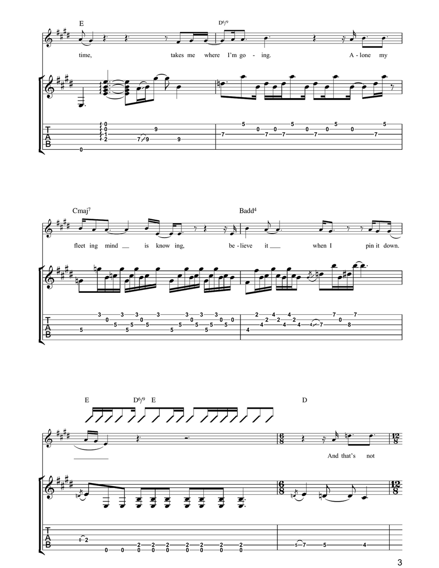 Fleeting Mind Fleeting Mind Guitar Tablature scores gallery preview page 3