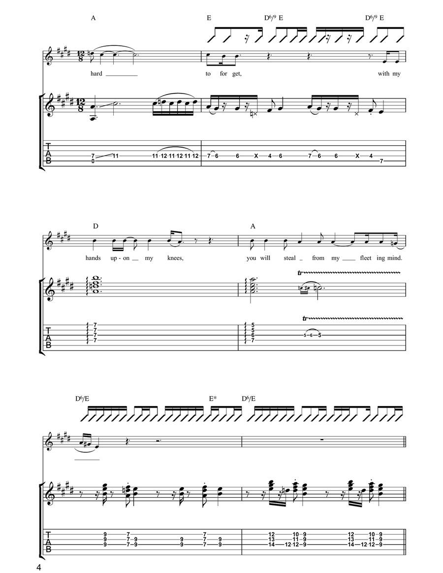Fleeting Mind Fleeting Mind Guitar Tablature scores gallery preview page 4