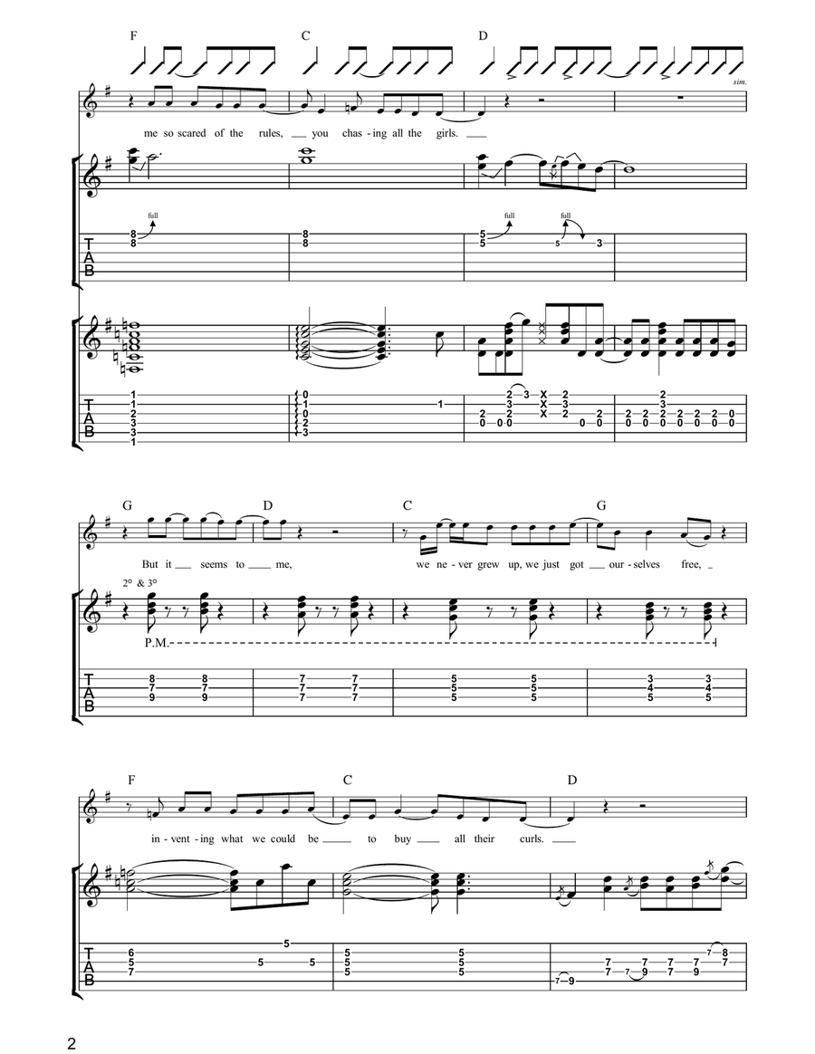One For The Road One For The Road Guitar Tablature scores gallery preview page 2