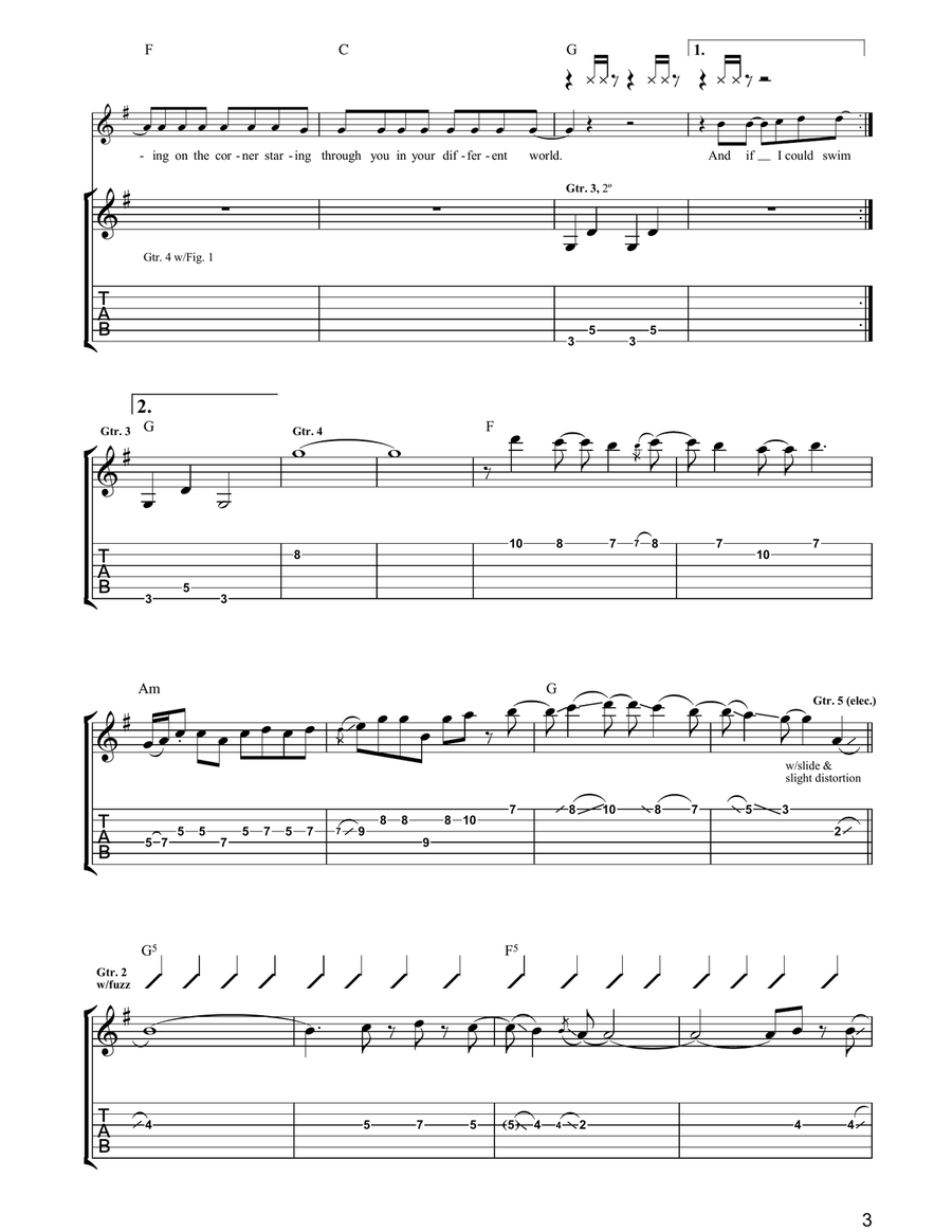 Traveller's Tune Traveller's Tune Guitar Tablature scores gallery preview page 3