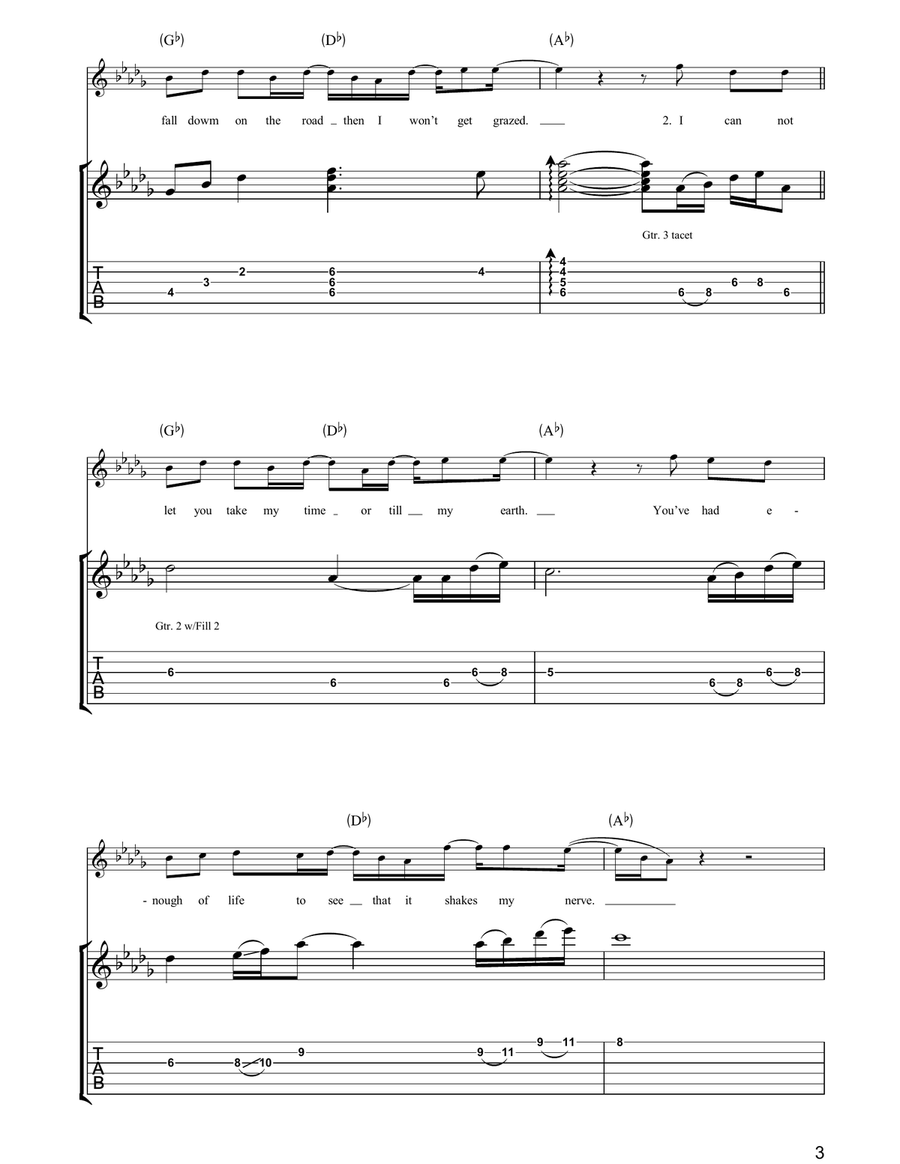 I Won't Get Grazed I Won't Get Grazed Guitar Tablature scores gallery preview page 3