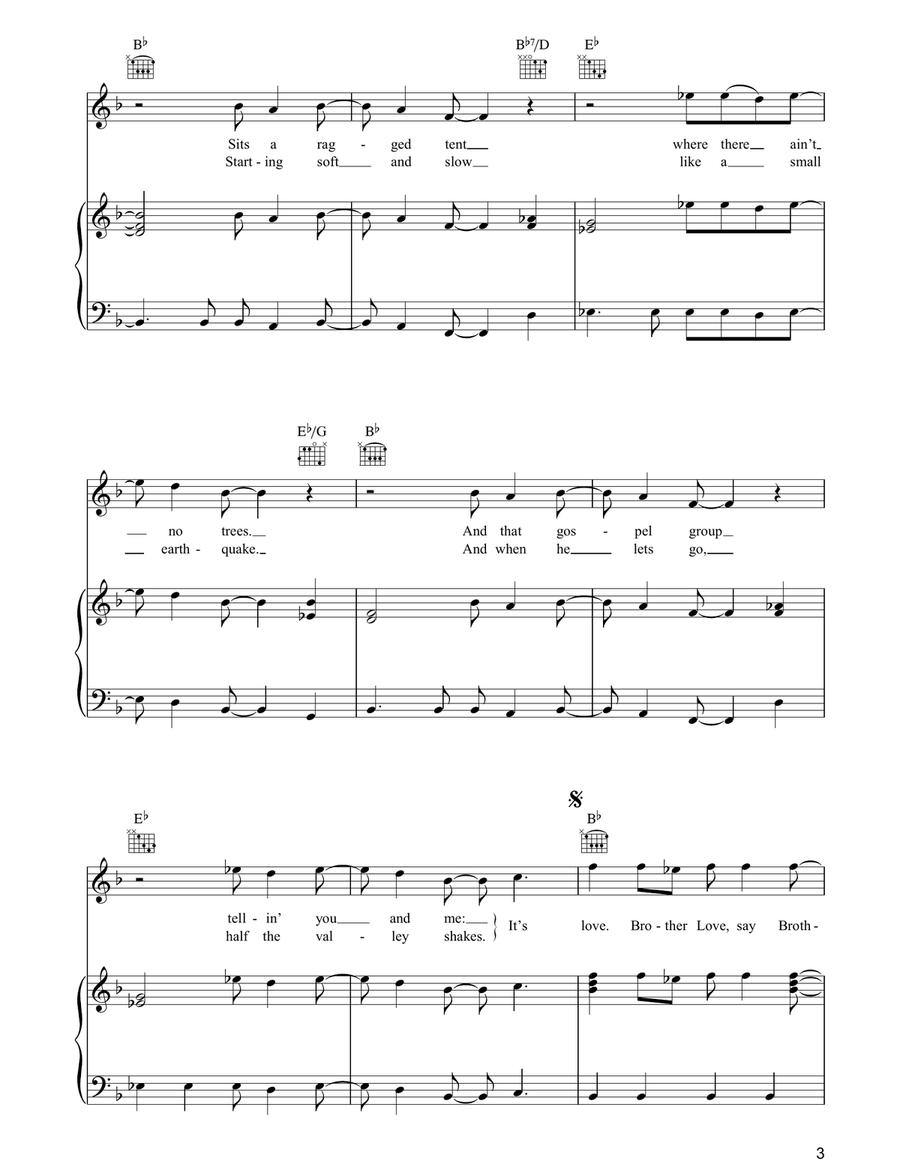 Brother Love's Travelling Salvation Show Piano, Vocal, Guitar scores gallery preview page 3