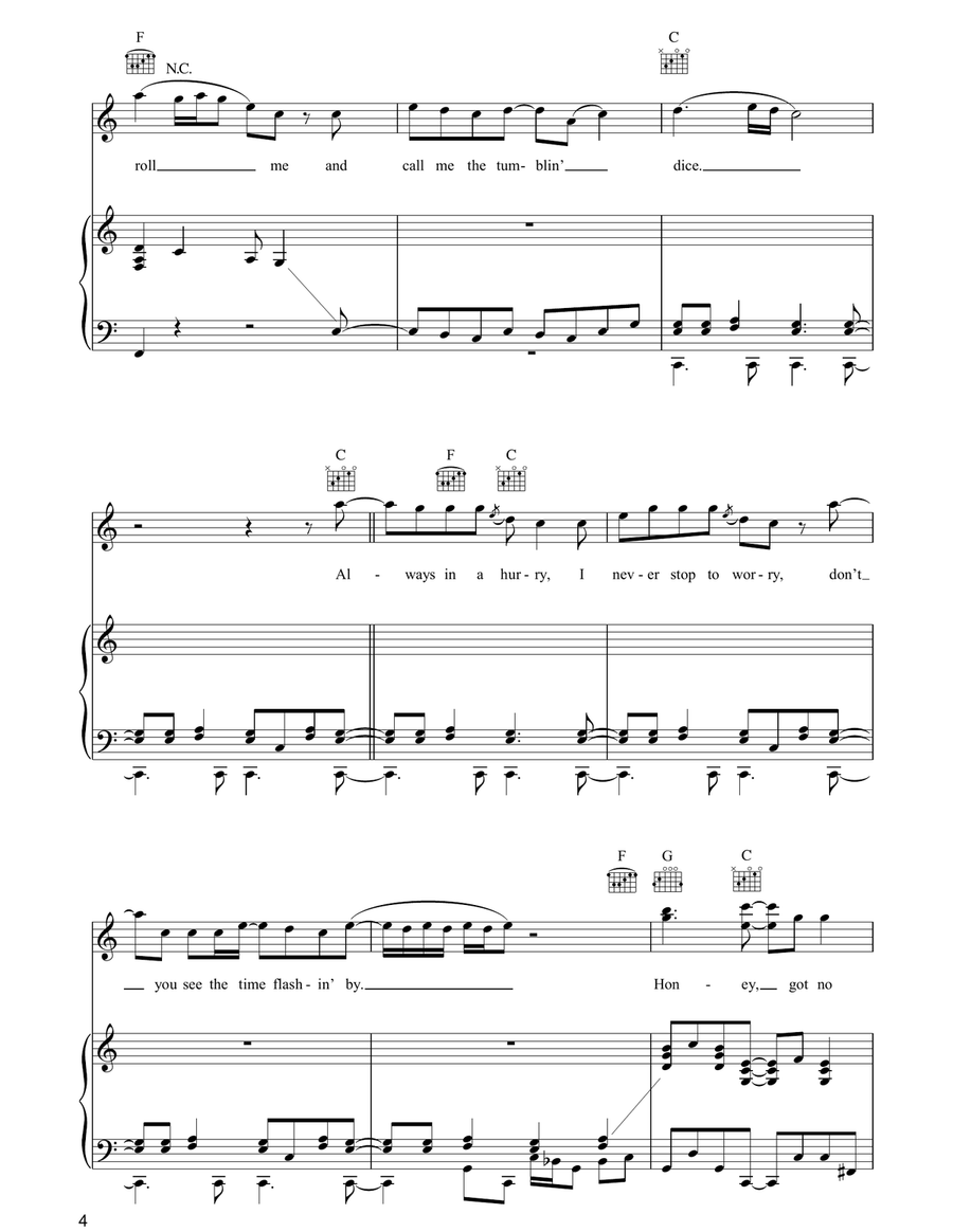 Tumbling Dice Piano, Vocal, Guitar scores gallery preview page 4