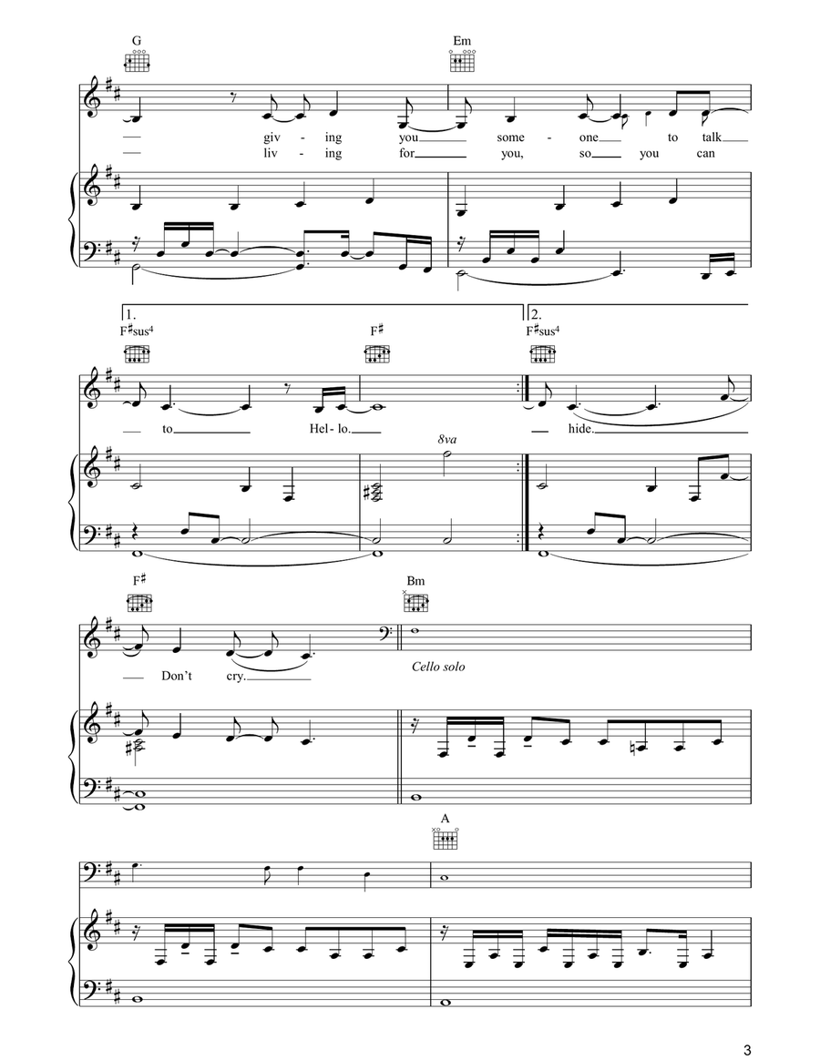 Hello Hello Piano, Vocal, Guitar scores gallery preview page 3