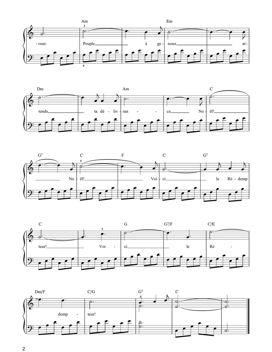 Minuit, Chretiens Minuit, Chretiens Piano, Vocal, Guitar scores gallery preview page 2