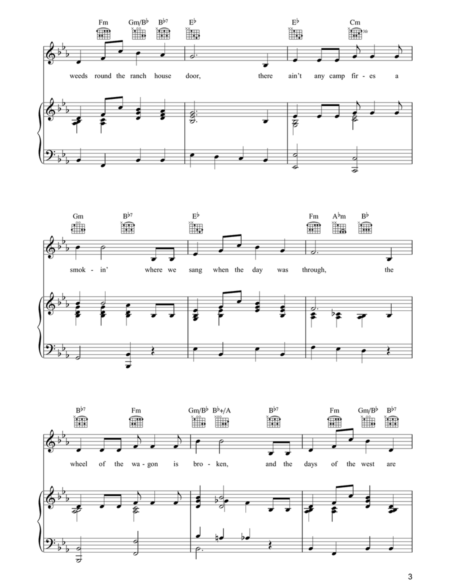 The Wheel Of The Wagon Is Broken Piano, Vocal, Guitar scores gallery preview page 3