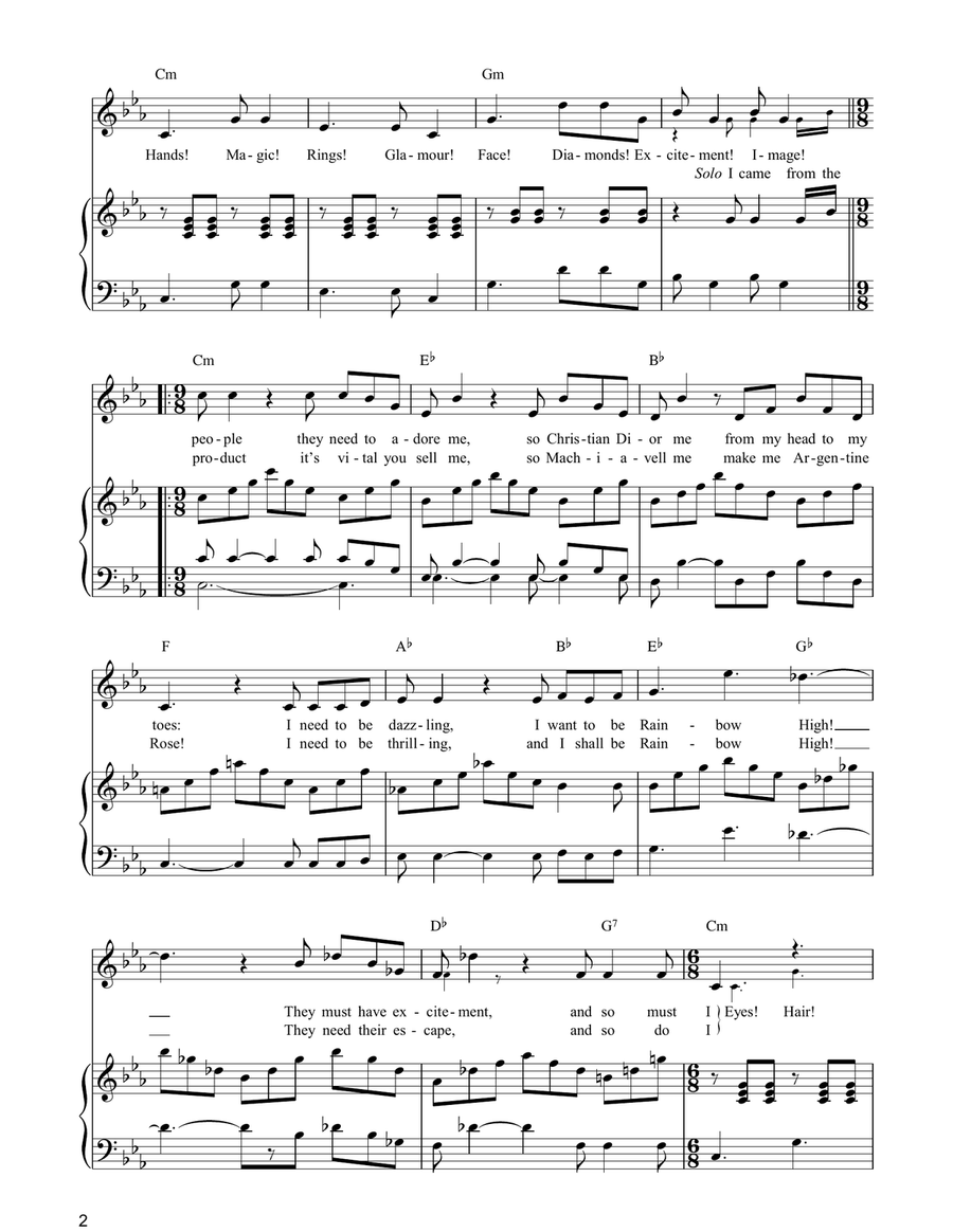 Rainbow High Rainbow High Piano, Vocal, Guitar scores gallery preview page 2