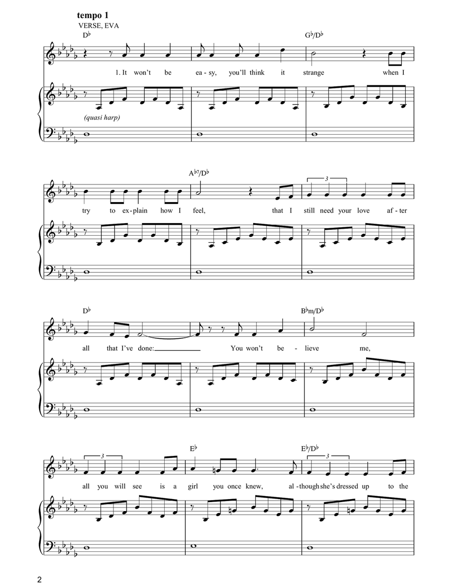 Don't Cry For Me Argentina Piano, Vocal, Guitar scores gallery preview page 2